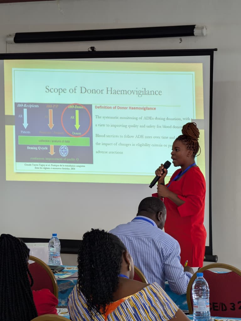 Haemacare founder presenting on donor haemovigilance